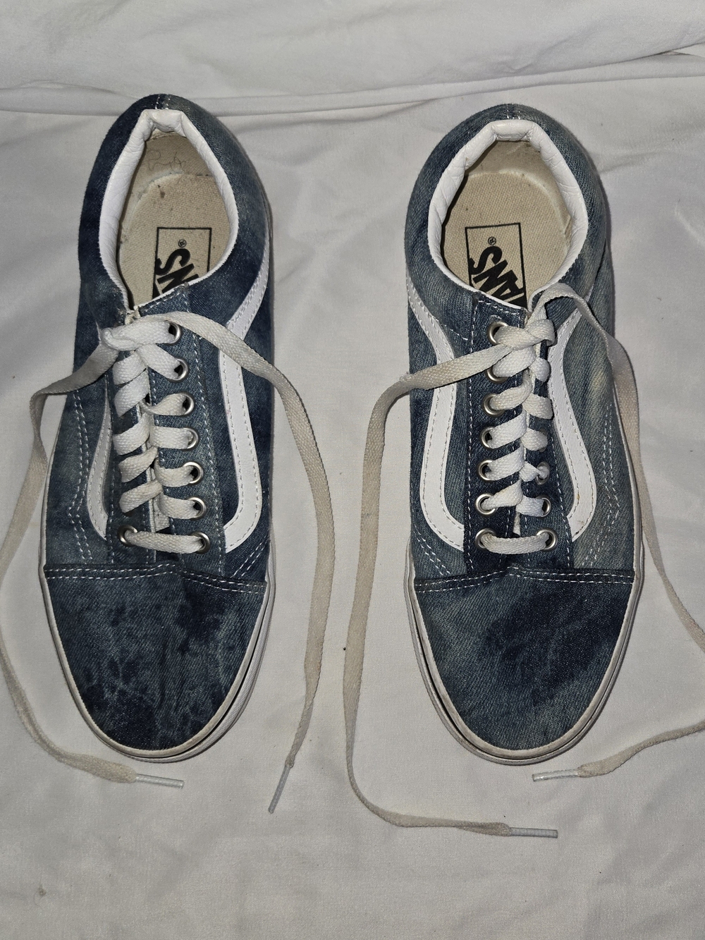 Vans Men's Denim Blue Old Skool Sneakers with White Stripe SZ 6.5